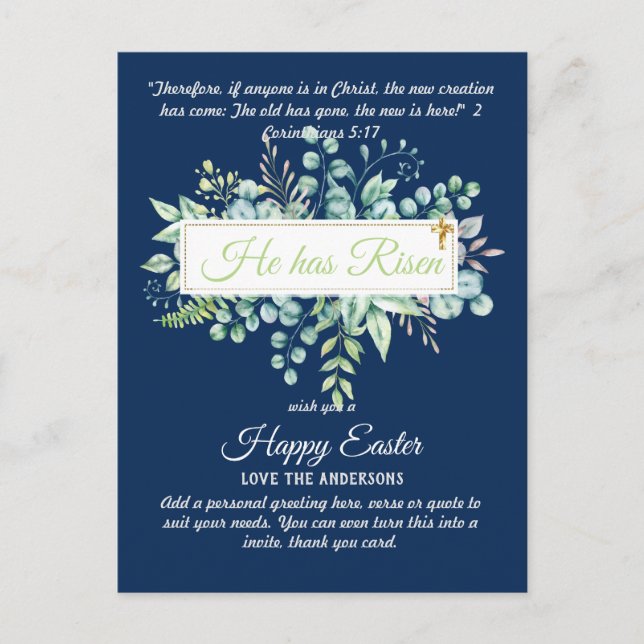 Catholic EASTER Cards Religious Verse Bible Quote (Front)