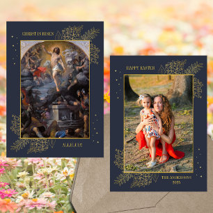 Catholic Easter Jesus Resurrection Family Photo Holiday Card