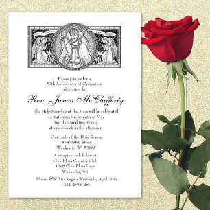Catholic Elegant Priest Ordination Anniversary  In Invitation