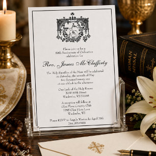 Catholic Elegant Priest Ordination Anniversary Inv Invitation