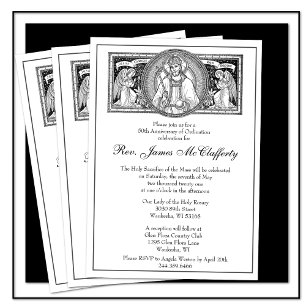 Catholic Elegant Priest Ordination Anniversary Inv Invitation