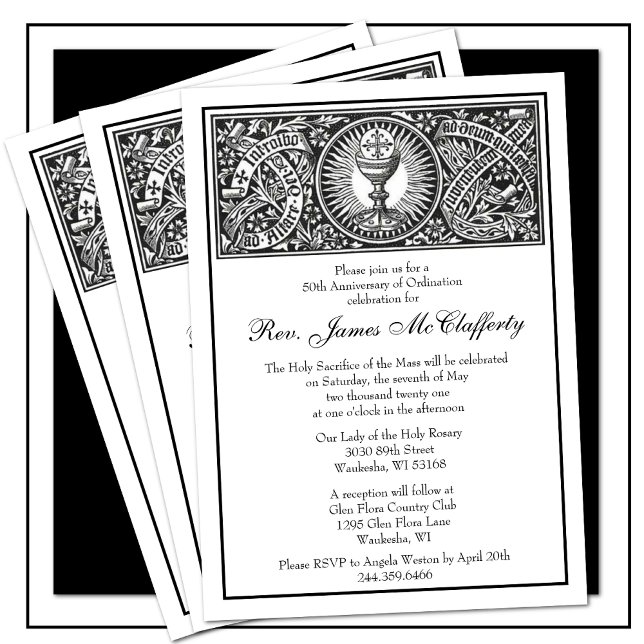 Catholic Elegant Priest Ordination Anniversary Invitation (Creator Uploaded)