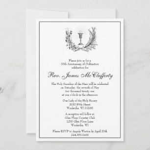 Catholic Elegant Priest Ordination Anniversary Invitation
