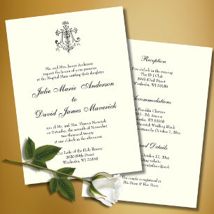 Catholic Elegant Religious Wedding Combination  Invitation