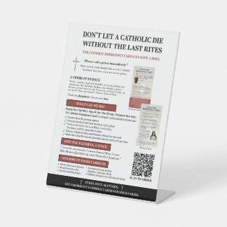 Catholic Emergency Card Tabletop Sign