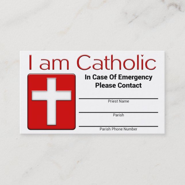 Catholic Emergency Contact Card (Front)