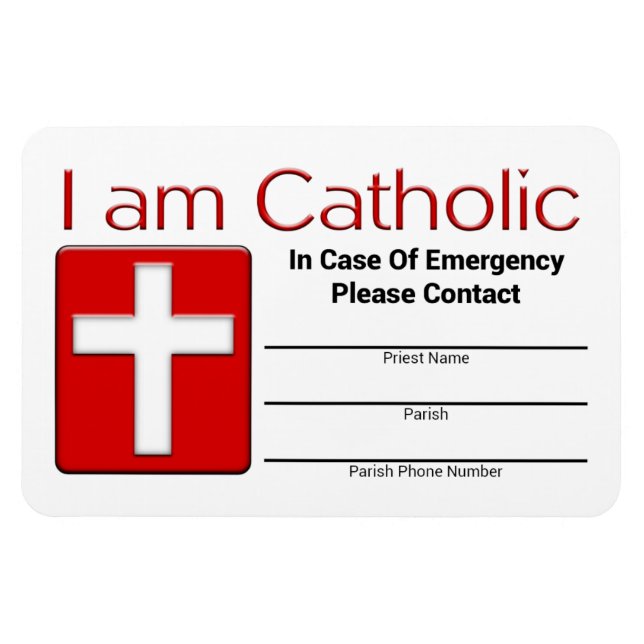 Catholic Emergency Contact Card Magnet (Horizontal)