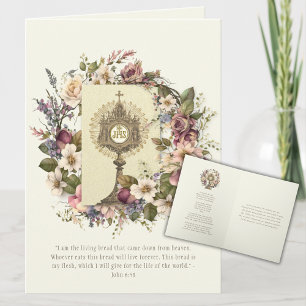 Catholic Eucharistic Host Scripture Prayer  Card