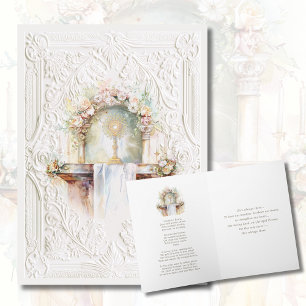 Catholic Eucharistic Watercolor Scripture Prayer  Card