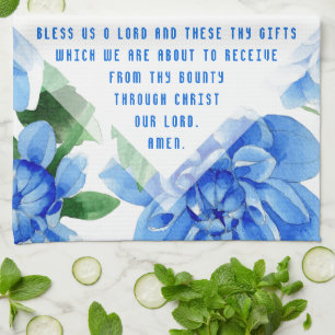 Catholic Family Grace before Meals Prayer Floral Tea Towel