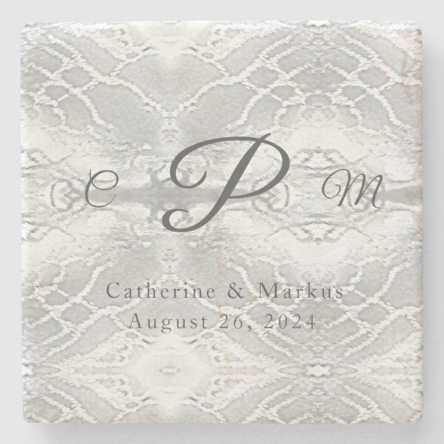 Catholic Faux-Satin Monogrammed  Stone Coaster (Front)