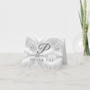 Catholic Faux-Satin Monogrammed Thank You Card