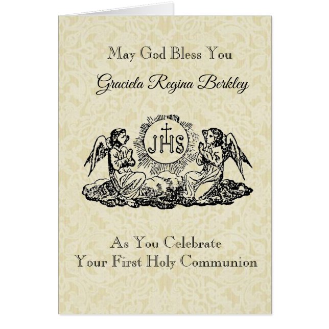 Catholic First Holy Communion Angels Lace (Front)