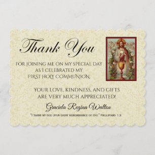 Catholic First Holy Communion Jesus Thank You Invitation