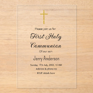Catholic first holy communion simple QR minimal Acrylic Invitations