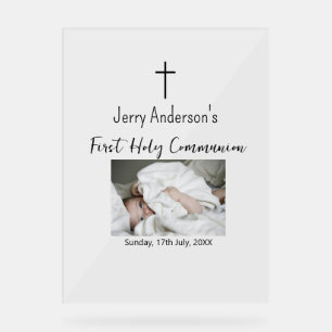 Catholic first holy communion simple QR minimal Acrylic Sign