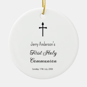 Catholic first holy communion simple QR minimal Ceramic Ornament