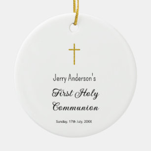 Catholic first holy communion simple QR minimal Ceramic Ornament