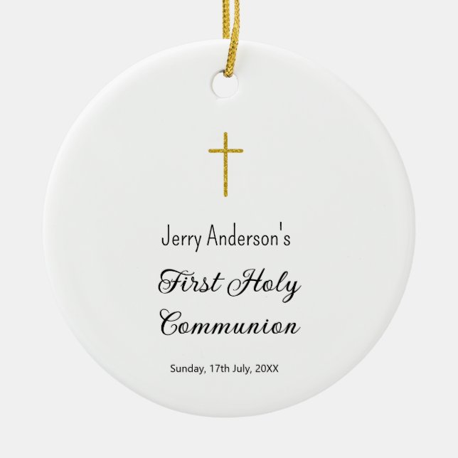 Catholic first holy communion simple QR minimal Ceramic Ornament (Front)