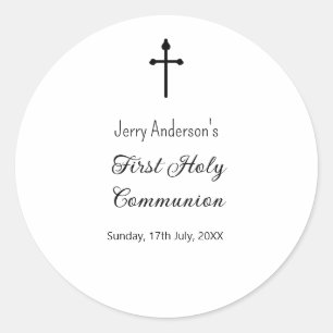Catholic first holy communion simple QR minimal Classic Round Sticker