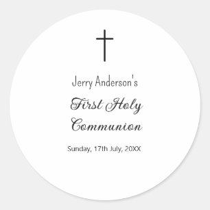 Catholic first holy communion simple QR minimal Classic Round Sticker