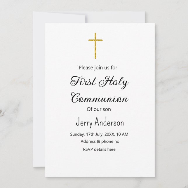 Catholic first holy communion simple QR minimal Invitation (Front)