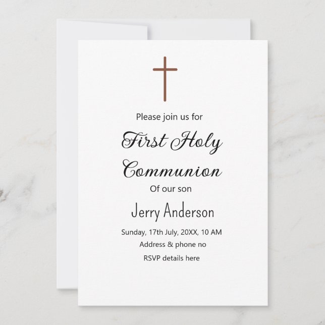 Catholic first holy communion simple QR minimal Invitation (Front)