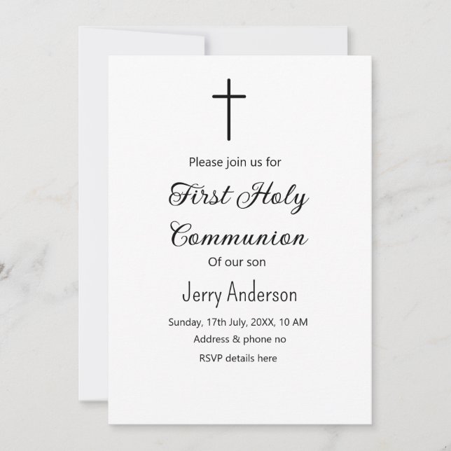 Catholic first holy communion simple QR minimal Invitation (Front)