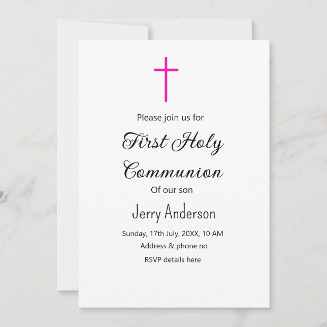 Catholic first holy communion simple QR minimal Invitation (Front)