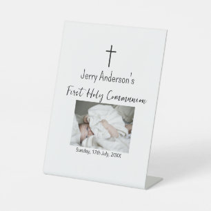 Catholic first holy communion simple QR minimal Pedestal Sign