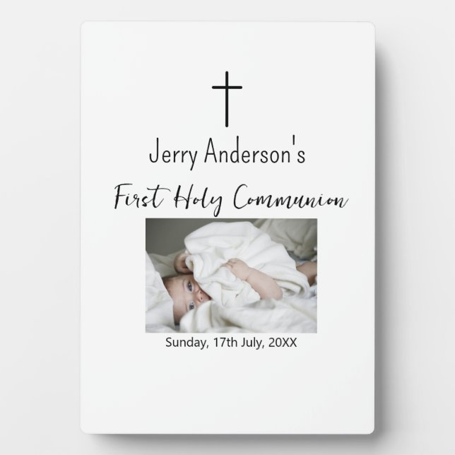 Catholic first holy communion simple QR minimal Plaque (Front)