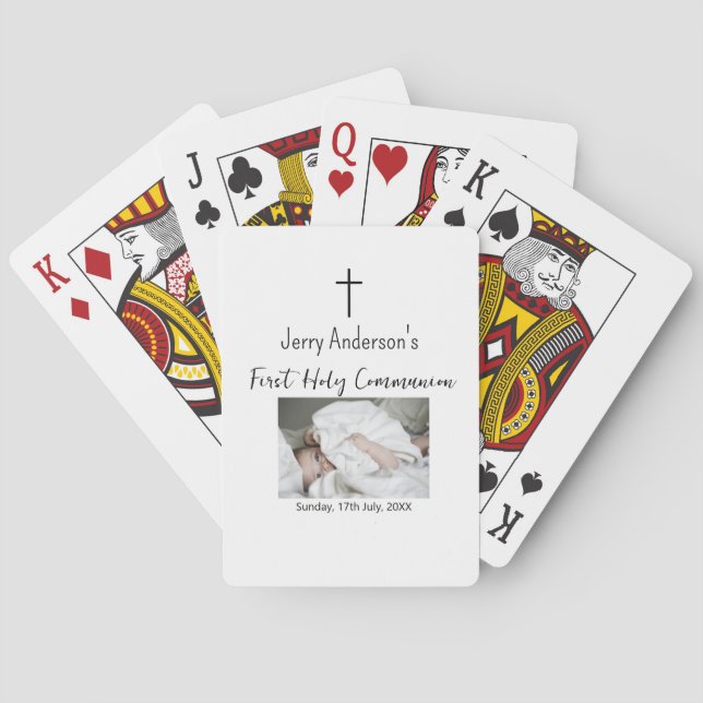 Catholic first holy communion simple QR minimal Playing Cards (Back)