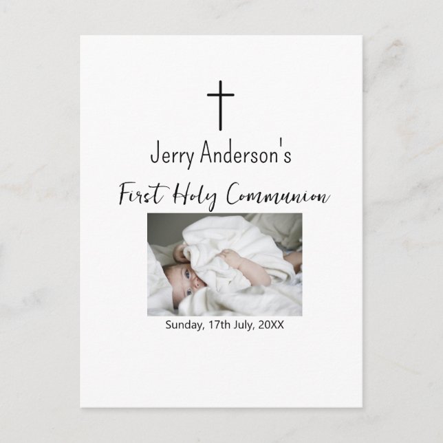 Catholic first holy communion simple QR minimal Postcard (Front)