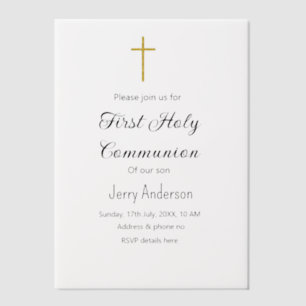 Catholic first holy communion simple QR minimal Vellum Invitations