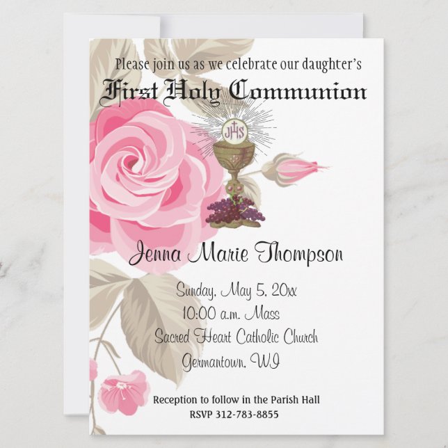 Catholic First Holy Communion Traditional Invitation (Front)