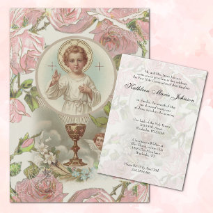 Catholic First Holy Communion Traditional  Invitation