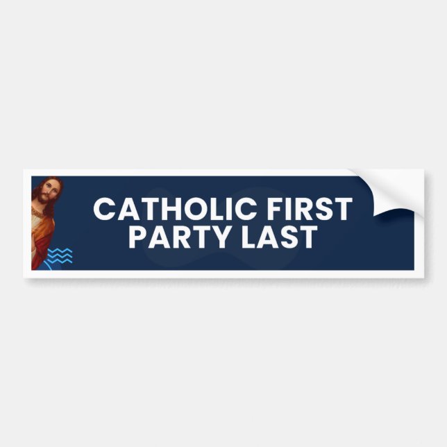 Catholic First Party Last” – Car Sticker (Front)