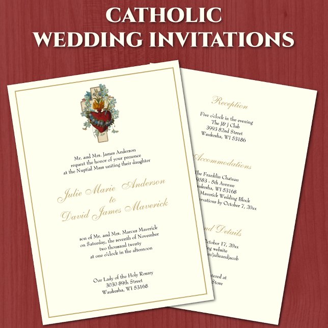 Catholic Floral Ivory Wedding Reception Combo Invitation (Creator Uploaded)