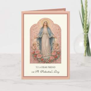 Catholic Friend Valentines Day Mother Mary Holiday Card