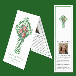 Catholic Funeral Irish Roses Prayer Card