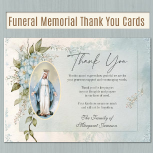 Catholic Funeral Memorial Blessed Virgin Mary  Thank You Card