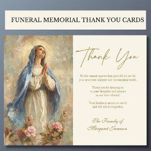 Catholic Funeral Memorial Blessed Virgin Mary  Thank You Card