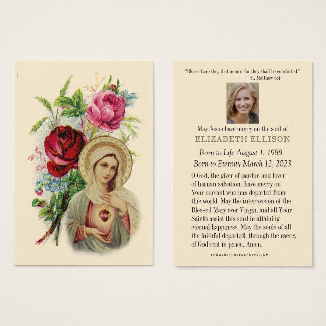 Catholic Funeral Memorial Immaculate Virgin Mary (Front & Back)