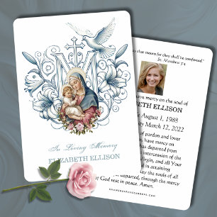Catholic Funeral Memorial Mary Jesus prayer cards