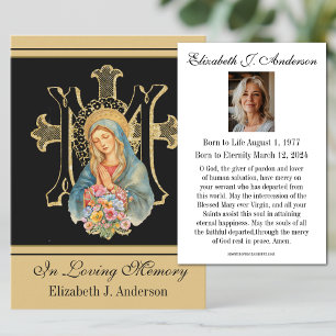 Catholic Funeral Memorial Mary Prayer Card