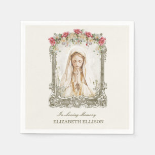 Catholic Funeral Memorial Mary Prayer Card Napkin