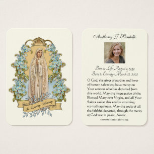 Catholic Funeral Memorial Prayer Holy Card