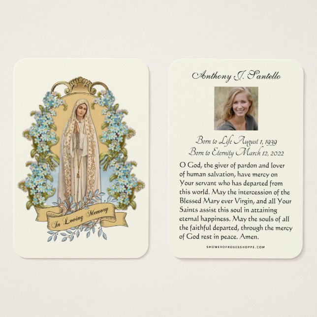 Catholic Funeral Memorial Prayer Holy Card (Front & Back)