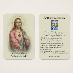Catholic Funeral Memorial Prayer Holy Card