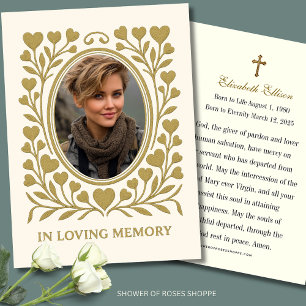 Catholic Funeral Prayer Memorial Hearts Gold
